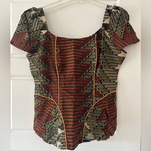 Nigerian print - Multicolor Geometric Women's Top and Skirt